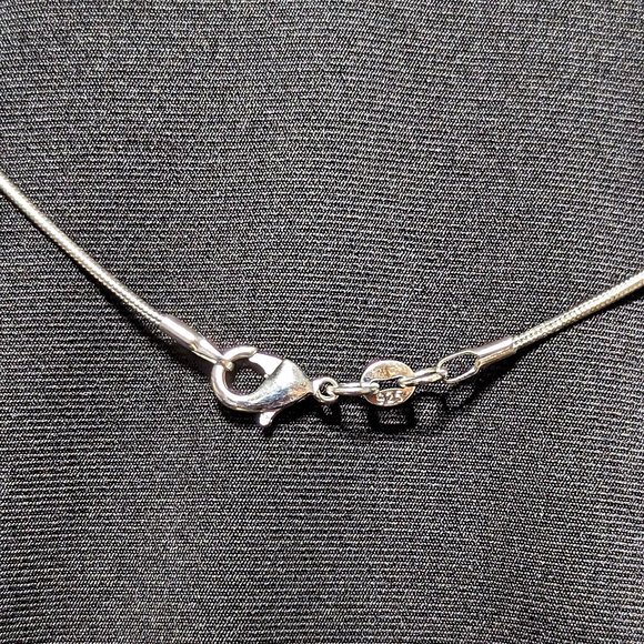 Signed CHRISTMAS TREE Etch Orange & Blue Dichroic Glass Pendant w/Sterling Chain - Picture 5 of 6